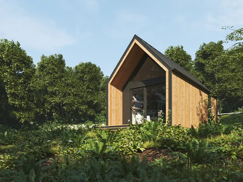 modernes Tiny Haus aus Brettsperrholz